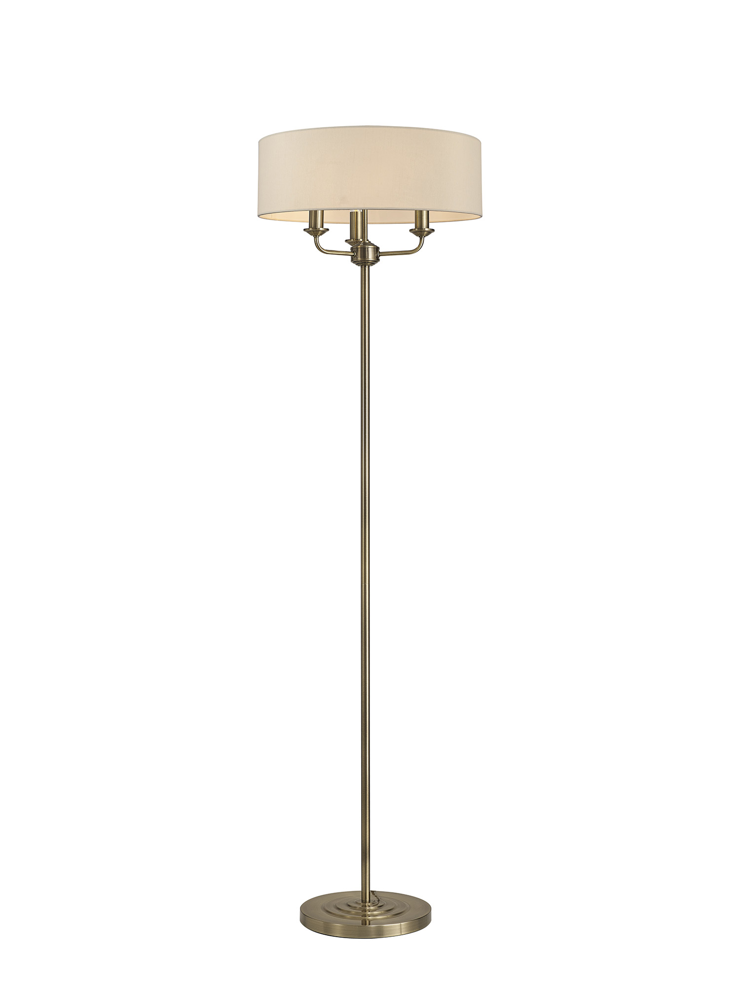 DK0904  Banyan 45cm 3 Light Floor Lamp Antique Brass, Ivory Pearl